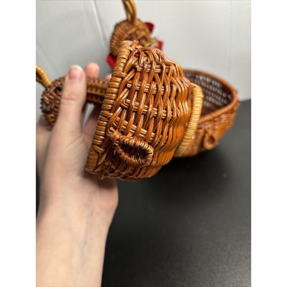 Vintage Nesting Deer Baskets Brown Wicker Reindeer Rattan Planter Weave Woven - Picture 10 of 16